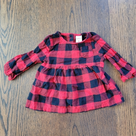 Bundle of 2 Peplum Tops Buffalo Plaid and Black Size Girl's 6 Months - Picture 2 of 7